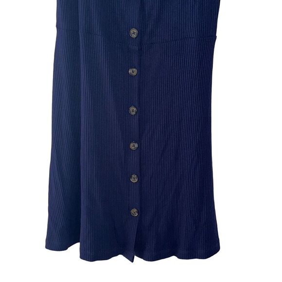 Topshop Navy Blue Button Front Spaghetti Strap Spring Summer Dress | Size 8 - Picture 4 of 5